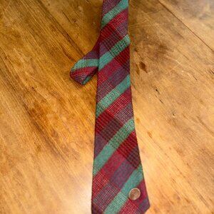 Gucci Vintage Cashmere Tie, Green/Red Plaid, Made in Italy